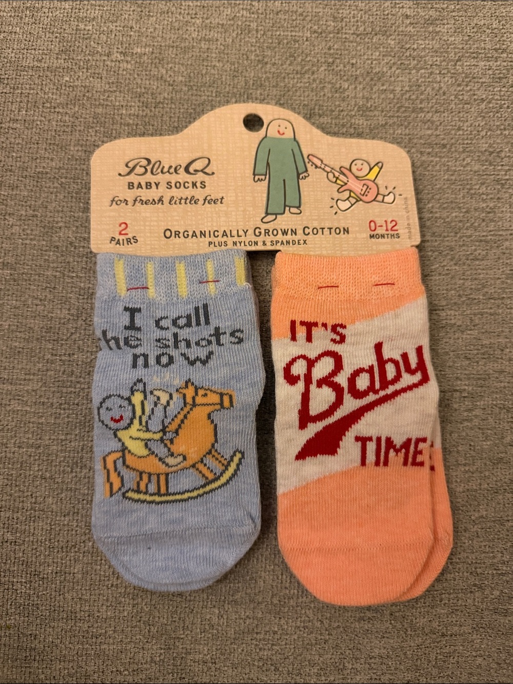 NWT Blue Q Baby Socks 2-Pack in Blue & Peach